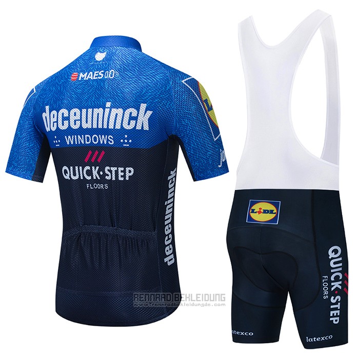 2021 Fahrradbekleidung Deceuninck Quick Step Blau Volett Trikot Kurzarm und Tragerhose